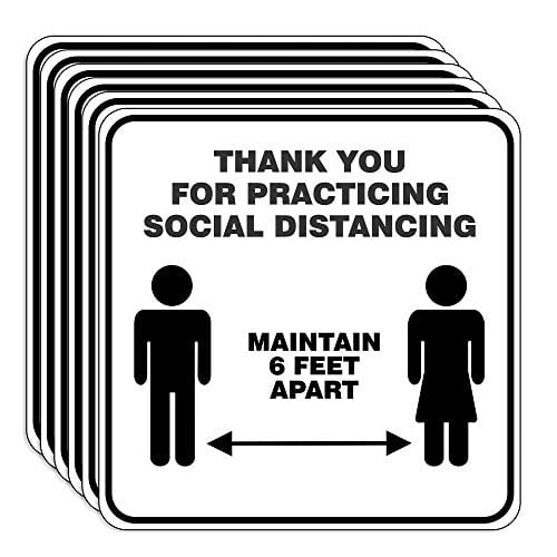 Plastic Maintain 6 Feet Apart Wall Sign Pack of 3 FSD-2690-3 Supply360Thank You for Practicing Social Distancing 7 x 7 x .06 Social Distancing Awareness Sign 